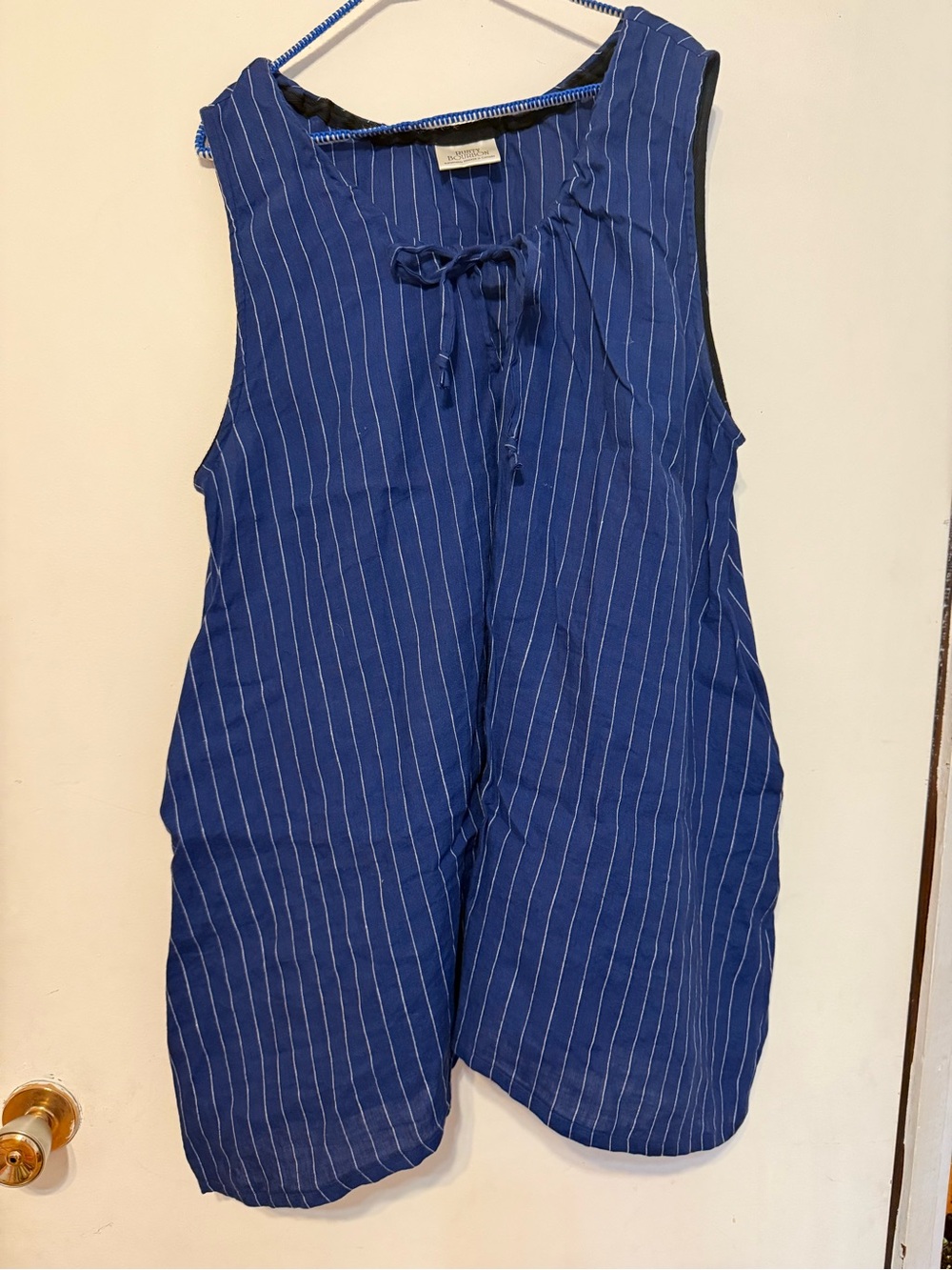 Rusty Bourbon Blue Striped Linen Summer Dress Slow fashion